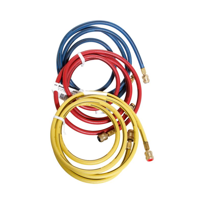 96 INCH SET OF THREE COLORCODED ENVIROGUARD HOSES FOR R134A Robinair