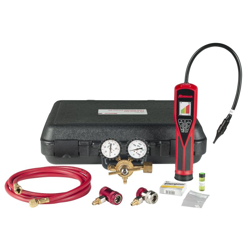 Robinair tracer gas leak detector kit with 1234yf and 134a couplers with case photo