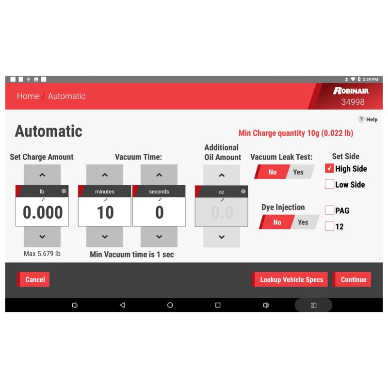 34998 connected AC machine automatic function controls screen